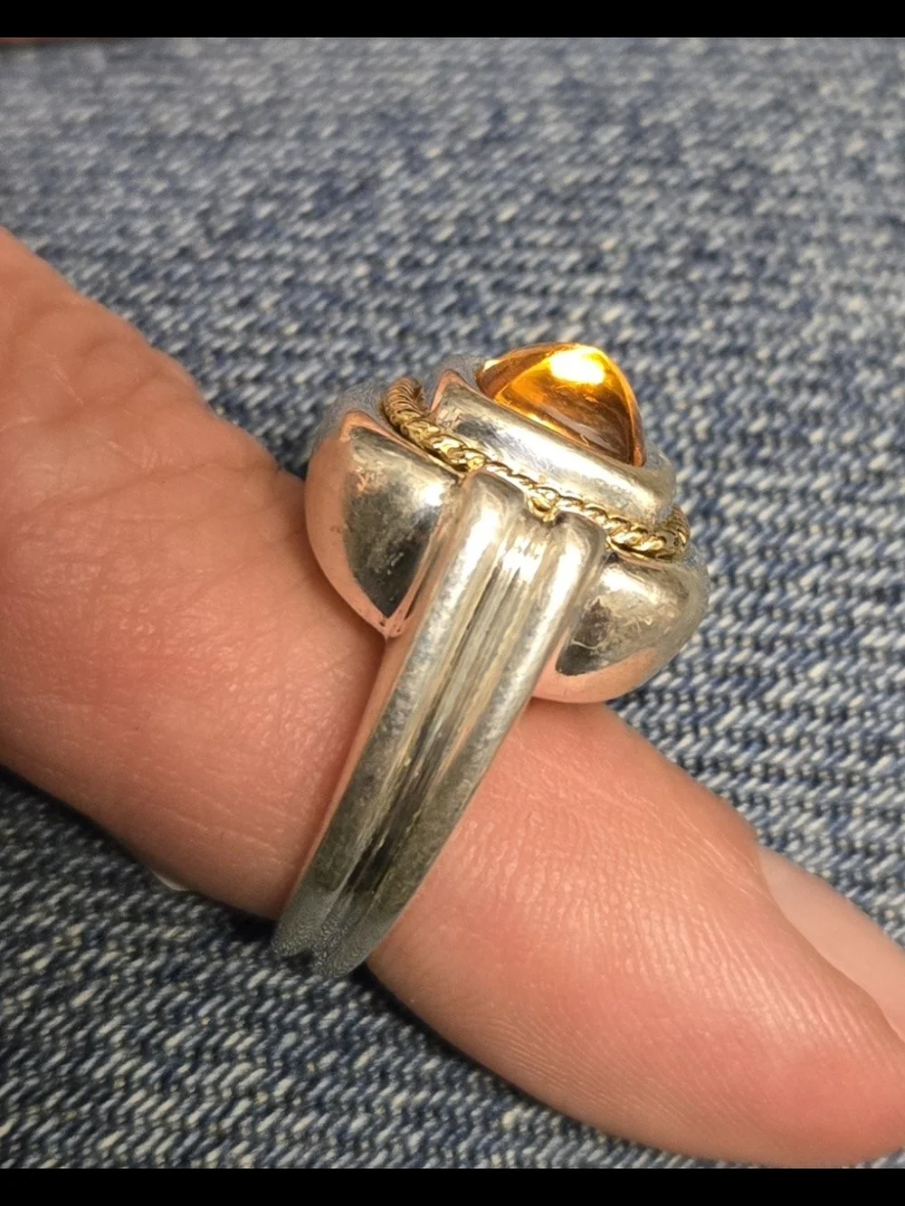 Tiffany & Co. Silver Ring with Citrine Center Stone